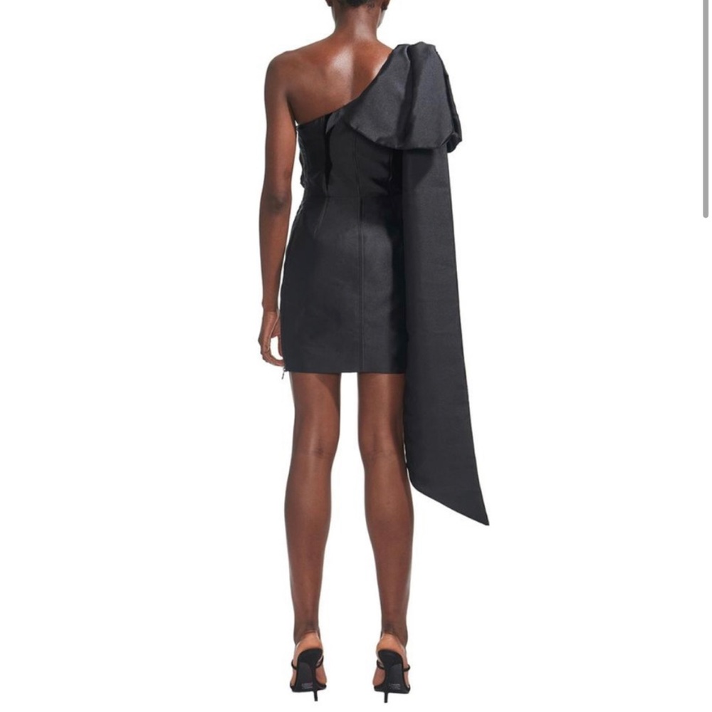 NWT Toccin $795 Black Bow One Shoulder Dress NWT Size 6 - Picture 2 of 12